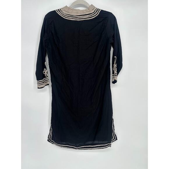 Gretchen Scott Women's Tunic Dress Black Size Medium Embroidered Pullover Cotton - Picture 4 of 7